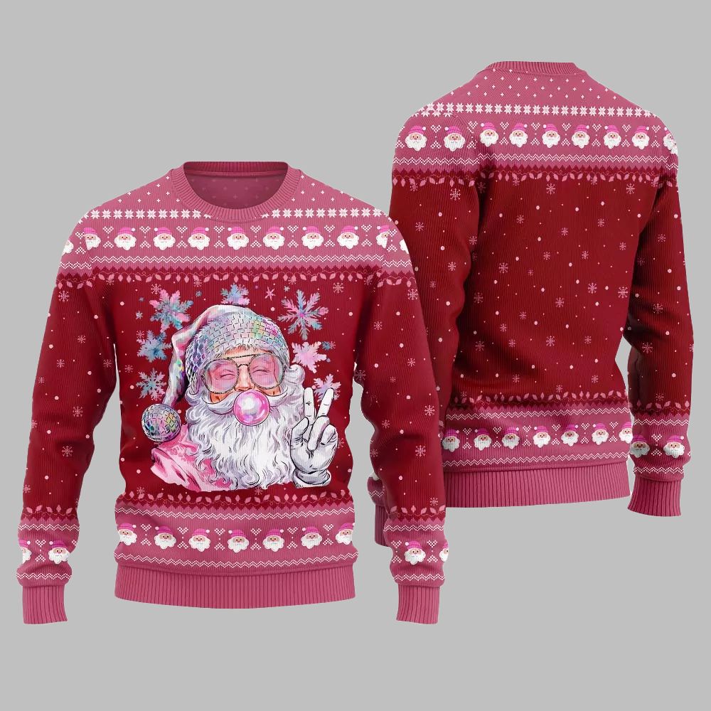 2025 Christmas Bubble Gum Santa Ugly Christmas Sweater - Grishko.com