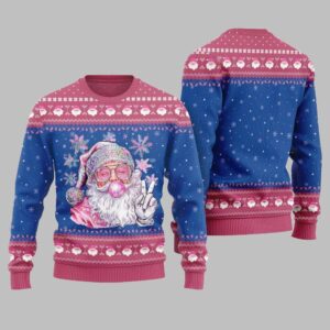 Alternative view of 2025 Christmas Bubble Gum Santa Ugly Christmas Sweater - Grishko.com