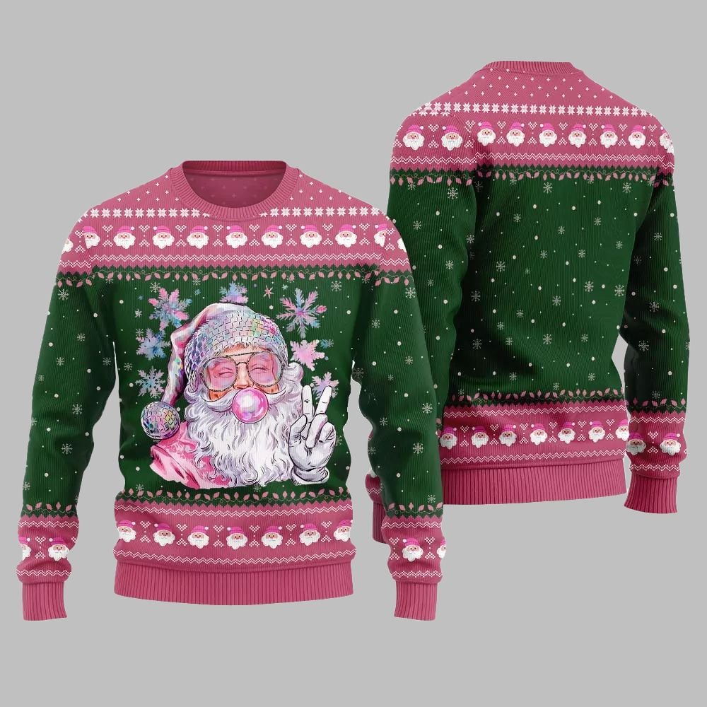 2025 Christmas Bubble Gum Santa Ugly Christmas Sweater - Image 5