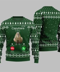 2025 Christmas Calling Capybara Ugly Sweater  