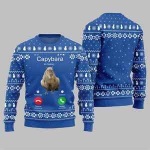 Alternative view of 2025 Christmas Calling Capybara Ugly Sweater - Grishko.com