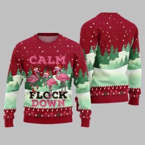 2025 Christmas Calm The Flock Down Ugly Christmas Sweater - Grishko.com
