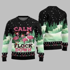 Alternative view of 2025 Christmas Calm The Flock Down Ugly Christmas Sweater - Grishko.com
