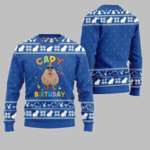 2025 Christmas Capy Birthday Ugly Christmas Sweater - Grishko.com