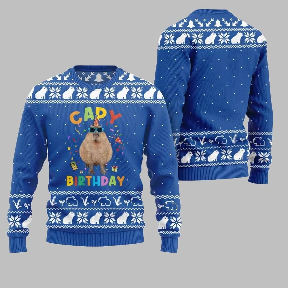 2025 Christmas Capy Birthday Ugly Christmas Sweater - Grishko.com