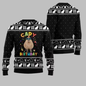 Alternative view of 2025 Christmas Capy Birthday Ugly Christmas Sweater - Grishko.com