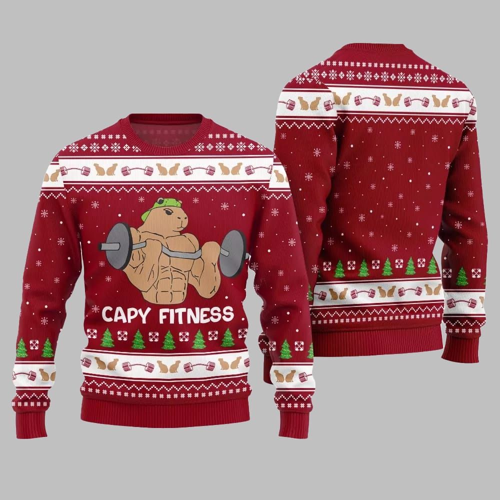 2025 Christmas Capy Fitness Ugly Christmas Sweater - Grishko.com