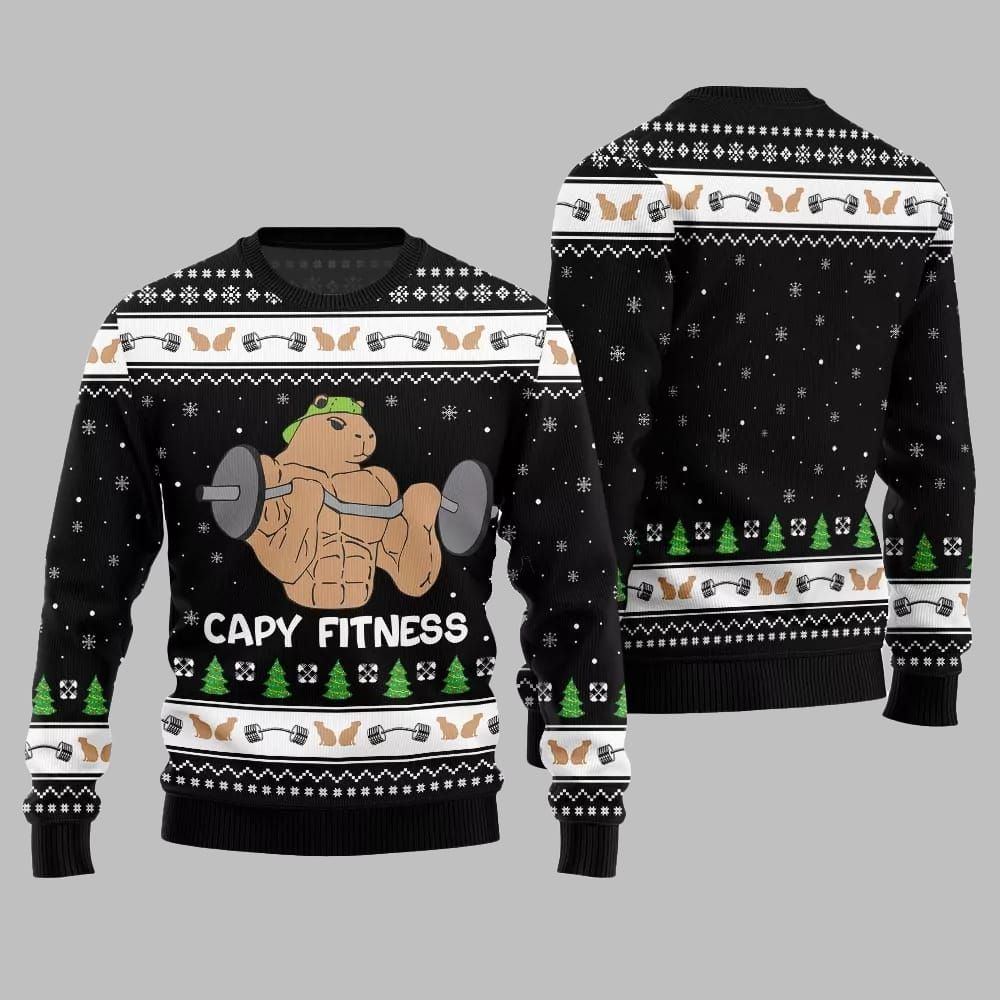2025 Christmas Capy Fitness Ugly Christmas Sweater - Image 4
