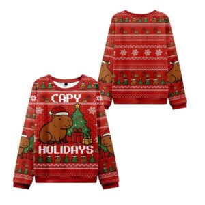 Alternative view of 2025 Christmas Capybara Celebration Ugly Sweater - Grishko.com