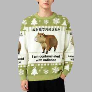 Alternative view of 2025 Christmas Capybara Contaminated With Radiation Ugly Sweater - Grishko.com