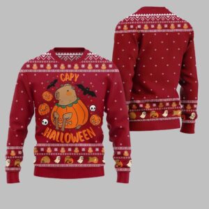 2025 Christmas Capybara Halloween Ugly Christmas Sweater - Grishko.com