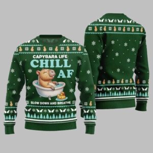 2025 Christmas Capybara Life Chill AF Ugly Christmas Sweater - Grishko.com