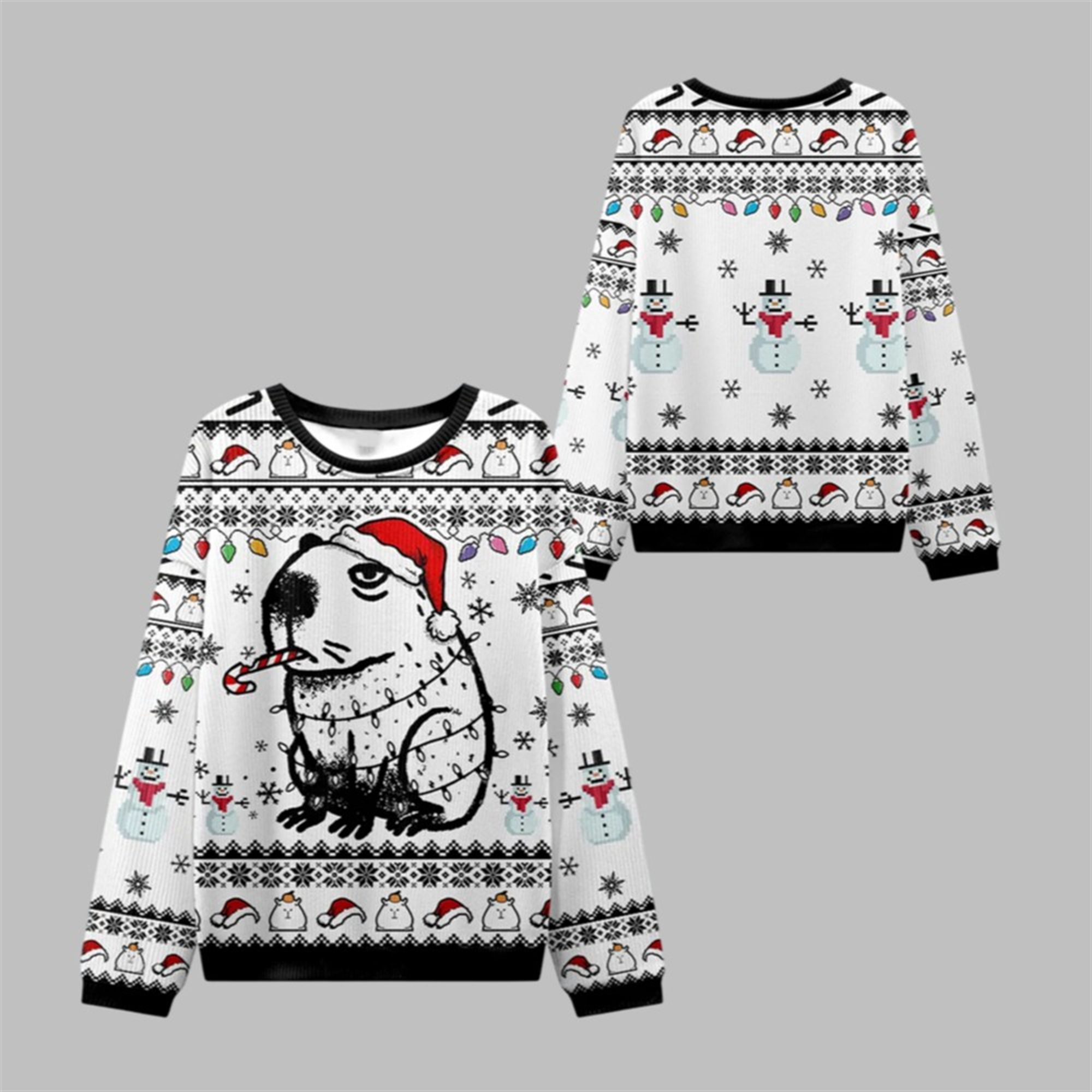2025 Christmas Capybara Smoking Ugly Sweater - Grishko.com