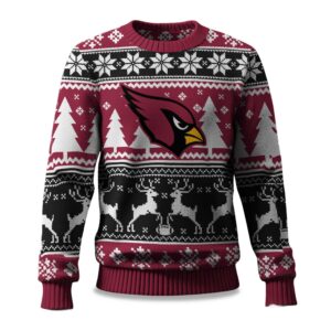 2025 Christmas Cardinals Reindeer Football Ugly Sweater