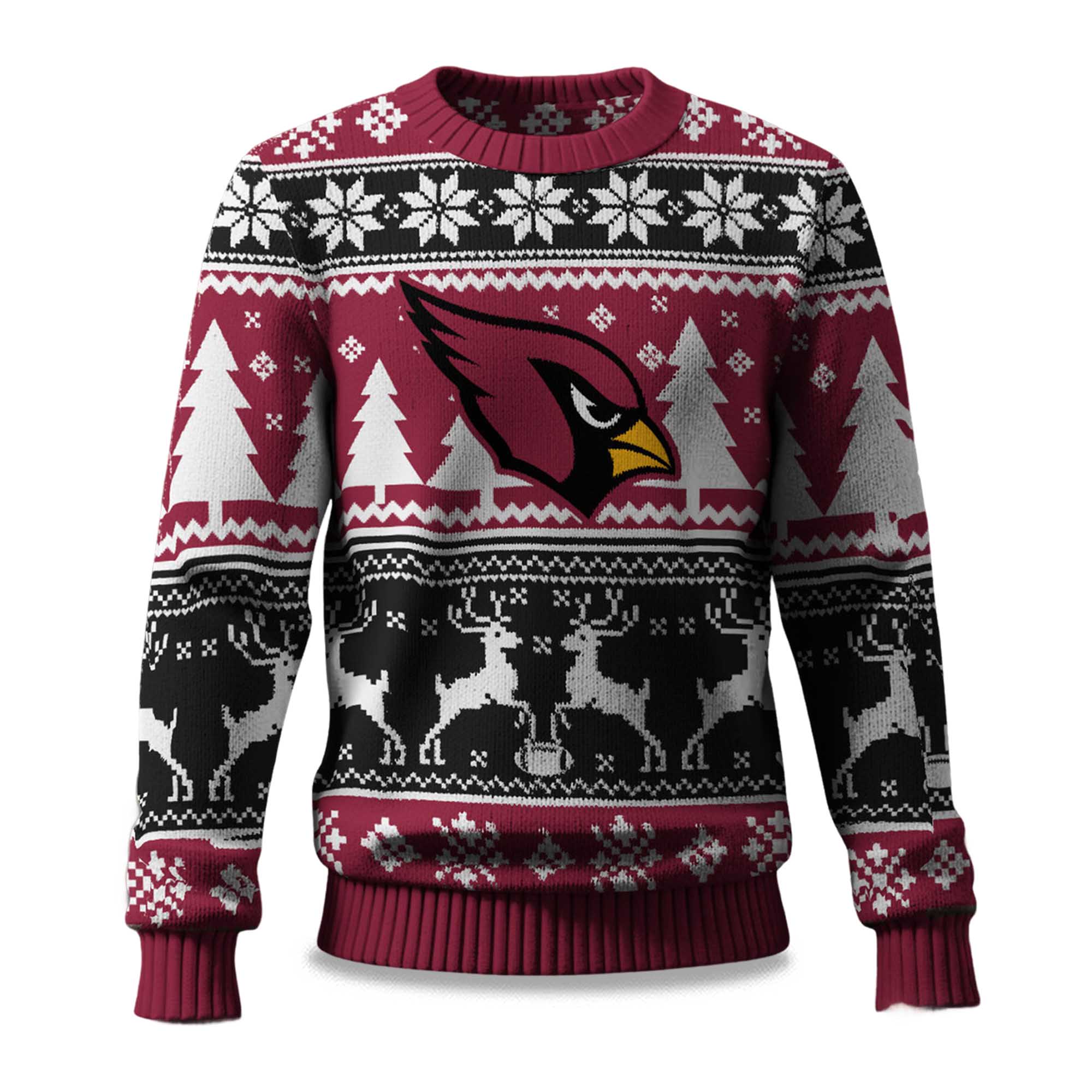 2025 Christmas Cardinals Reindeer Football Ugly Sweater