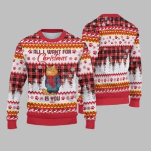 2025 Christmas Cat All I Want For Christmas Is You Ugly Sweatshirt - Grishko.com
