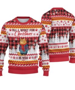 Alternative view of 2025 Christmas Cat All I Want For Christmas Is You Ugly Sweatshirt  