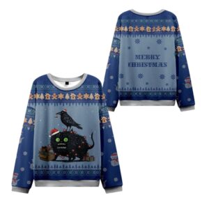 Alternative view of 2025 Christmas Cat Crow Unite Ugly Sweater - Grishko.com