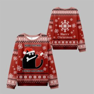 2025 Christmas Cat Found A Bone Gift Ugly Sweater - Grishko.com