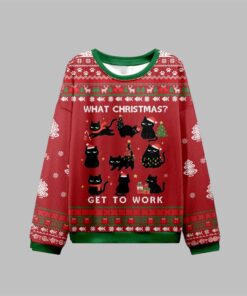 Alternative view of 2025 Christmas Cat Get To Work Ugly Sweater  