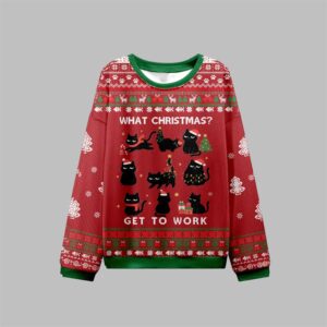 Alternative view of 2025 Christmas Cat Get To Work Ugly Sweater - Grishko.com