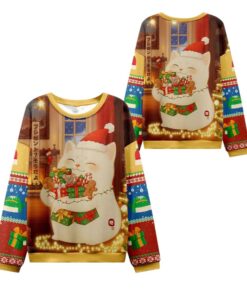 Alternative view of 2025 Christmas Cat Holding Gift Ugly Sweater  