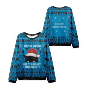 Alternative view of 2025 Christmas Cat I May Be Wrong Ugly Sweater - Grishko.com