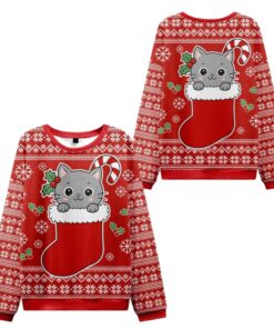 Alternative view of 2025 Christmas Cat In The Sock Ugly Sweater  