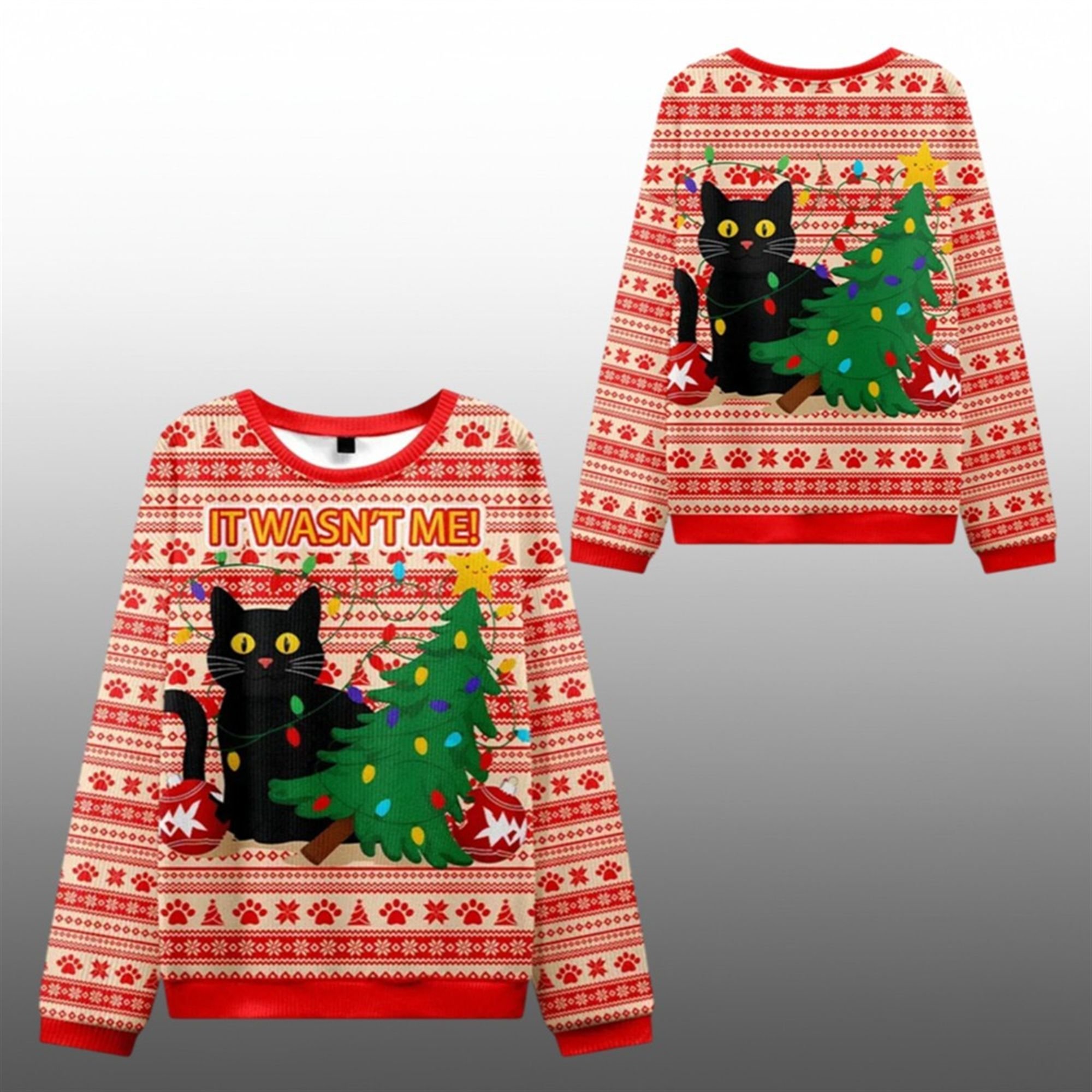 2025 Christmas Cat It Wasn't Me Ugly Sweater - Grishko.com