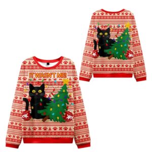 Alternative view of 2025 Christmas Cat It Wasn't Me Ugly Sweater - Grishko.com