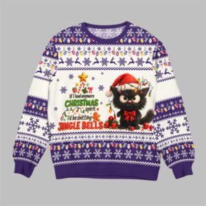 2025 Christmas Cat Jingle Bells Ugly Sweater - Grishko.com
