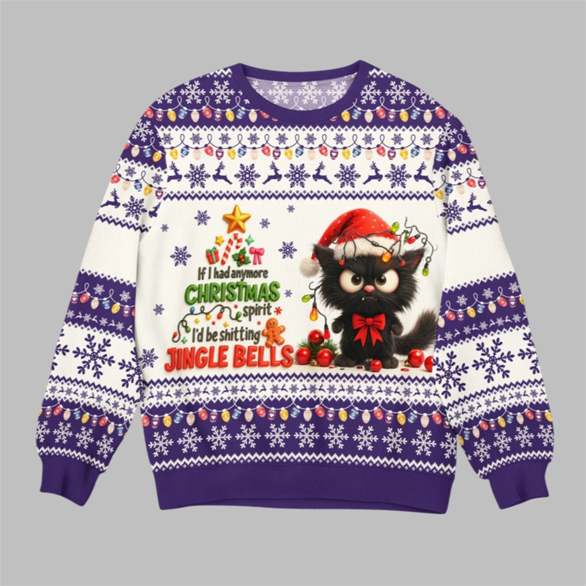 2025 Christmas Cat Jingle Bells Ugly Sweater - Grishko.com