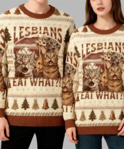 Alternative view of 2025 Christmas Cat Lesbians Eat What Ugly Sweater  