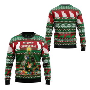 Alternative view of 2025 Christmas Cat Meowy Christmas Ugly Christmas Sweater - Grishko.com