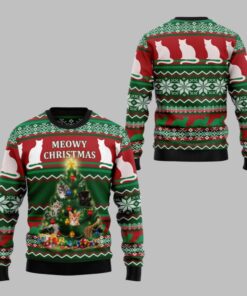 2025 Christmas Cat Meowy Christmas Ugly Christmas Sweater  