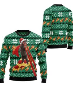 Alternative view of 2025 Christmas Cat Pizza Ugly Christmas Sweater  
