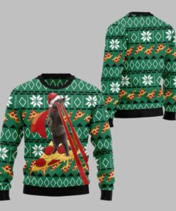 2025 Christmas Cat Pizza Ugly Christmas Sweater  