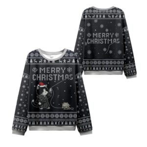 Alternative view of 2025 Christmas Cat String Pull Ugly Sweater - Grishko.com