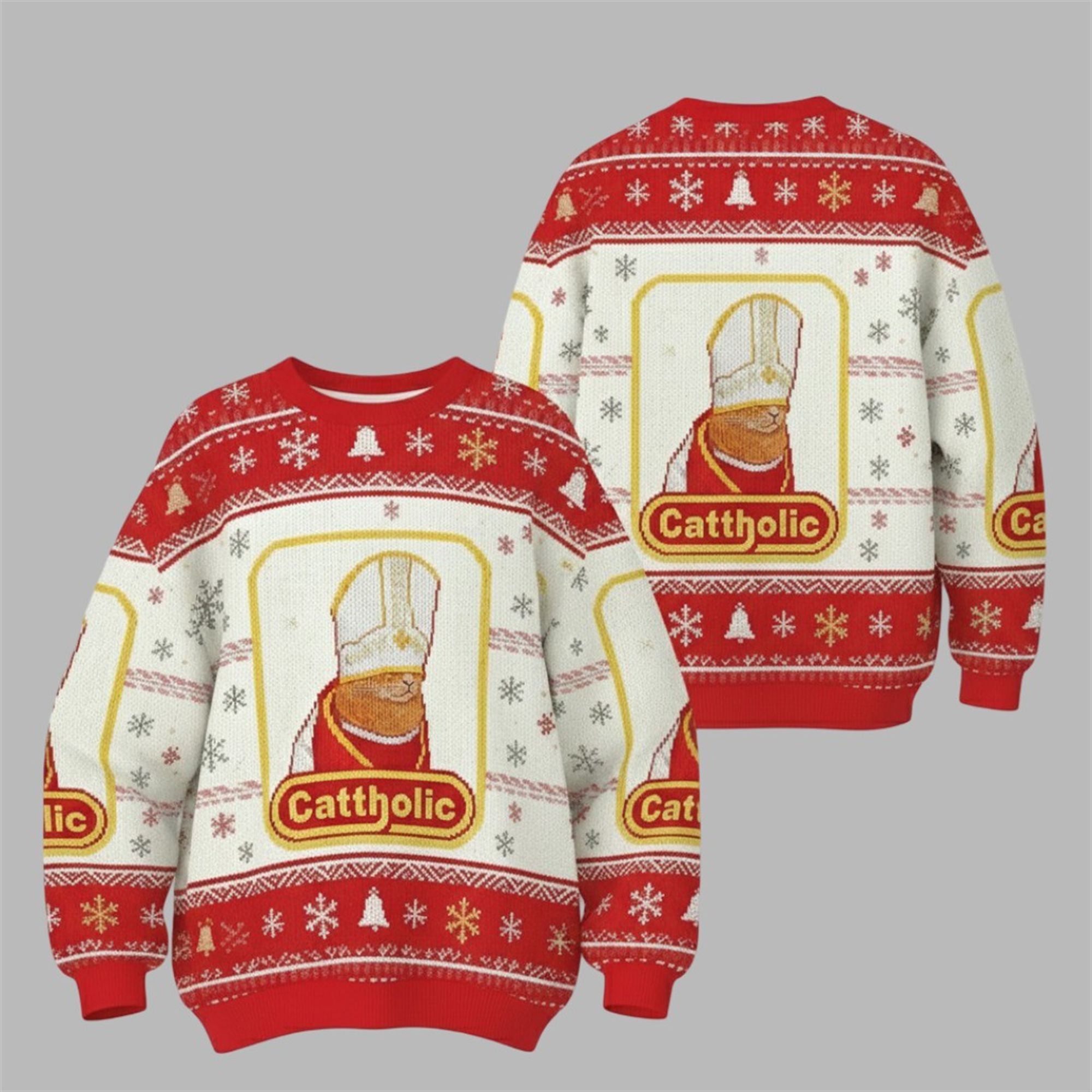 2025 Christmas Cattholic Cat Ugly Christmas Sweater - Grishko.com