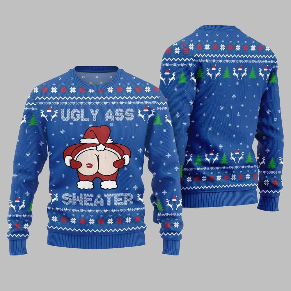 2025 Christmas Caught Kissing Santa Ugly Christmas Sweater - Image 5