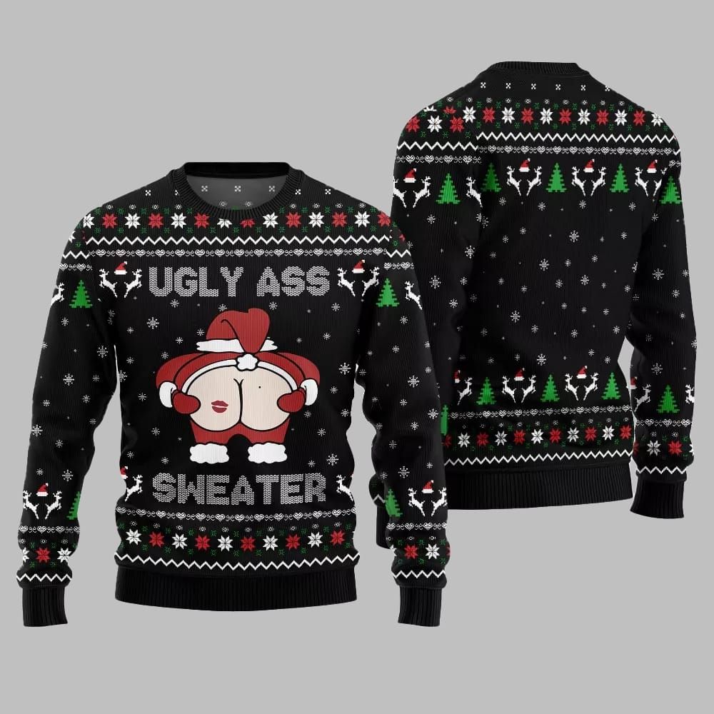 2025 Christmas Caught Kissing Santa Ugly Christmas Sweater - Image 4