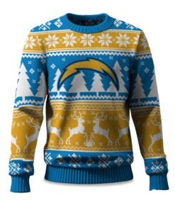 2025 Christmas Chargers Reindeer Football Ugly Sweater