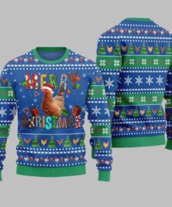 2025 Christmas Chicken Merry Christmas Ugly Christmas Sweater  
