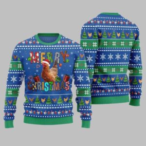 2025 Christmas Chicken Merry Christmas Ugly Christmas Sweater - Grishko.com