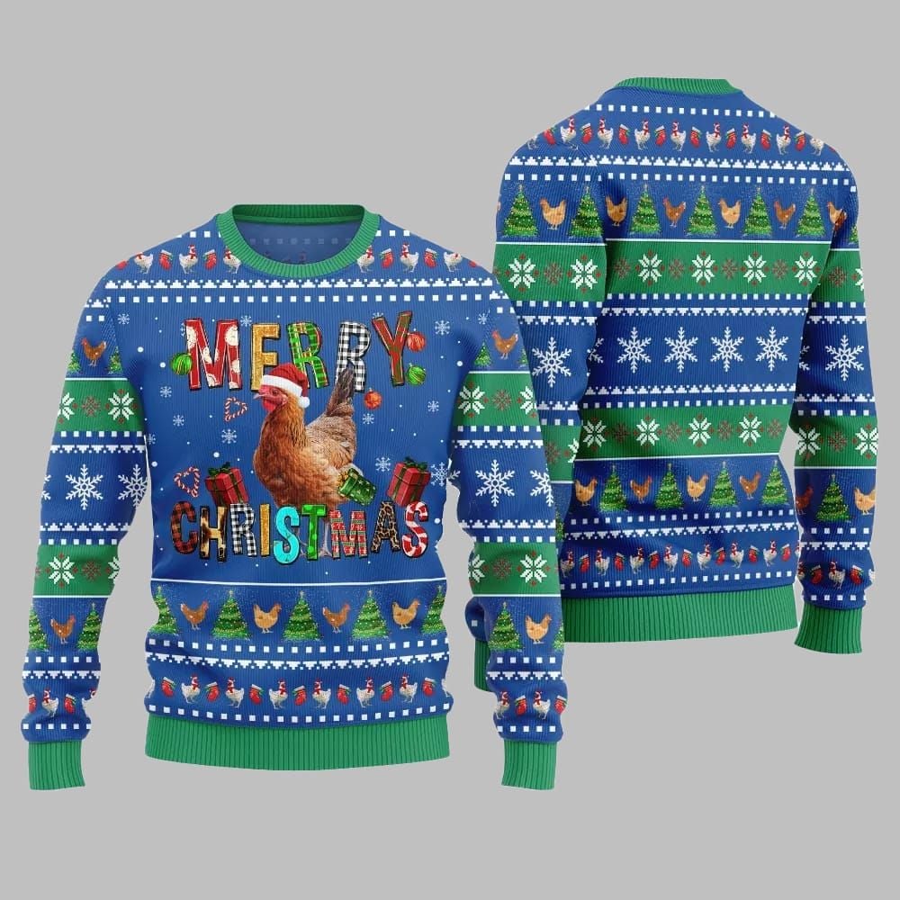 2025 Christmas Chicken Merry Christmas Ugly Christmas Sweater - Grishko.com