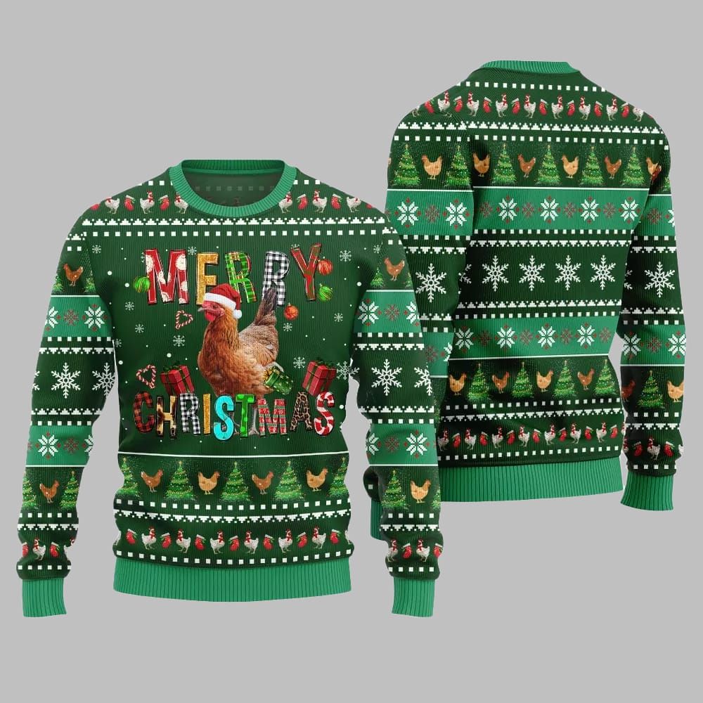 2025 Christmas Chicken Merry Christmas Ugly Christmas Sweater - Image 4