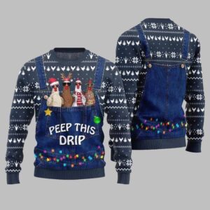 2025 Christmas Chicken Peep This Drip Ugly Christmas Sweater - Grishko.com