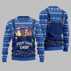 Alternative view of 2025 Christmas Chicken Peep This Drip Ugly Christmas Sweater - Grishko.com