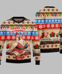 2025 Christmas Chicken Shake Your Tail Feathers Ugly Christmas Sweater  