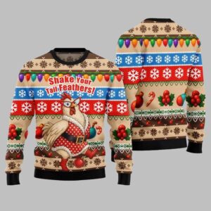 2025 Christmas Chicken Shake Your Tail Feathers Ugly Christmas Sweater - Grishko.com